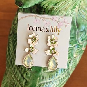 Lonna and Lilly Gold Tone Grean Teardrop Flower Petal Dangle/Drop Earrings